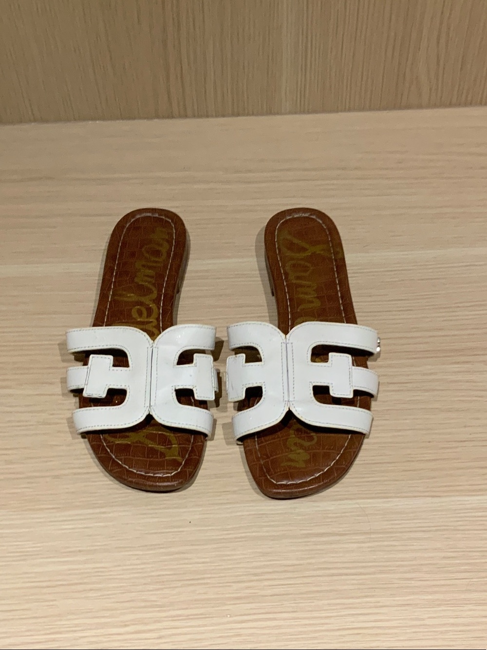 Sam Edelman White Double-Strap Slide Sandals